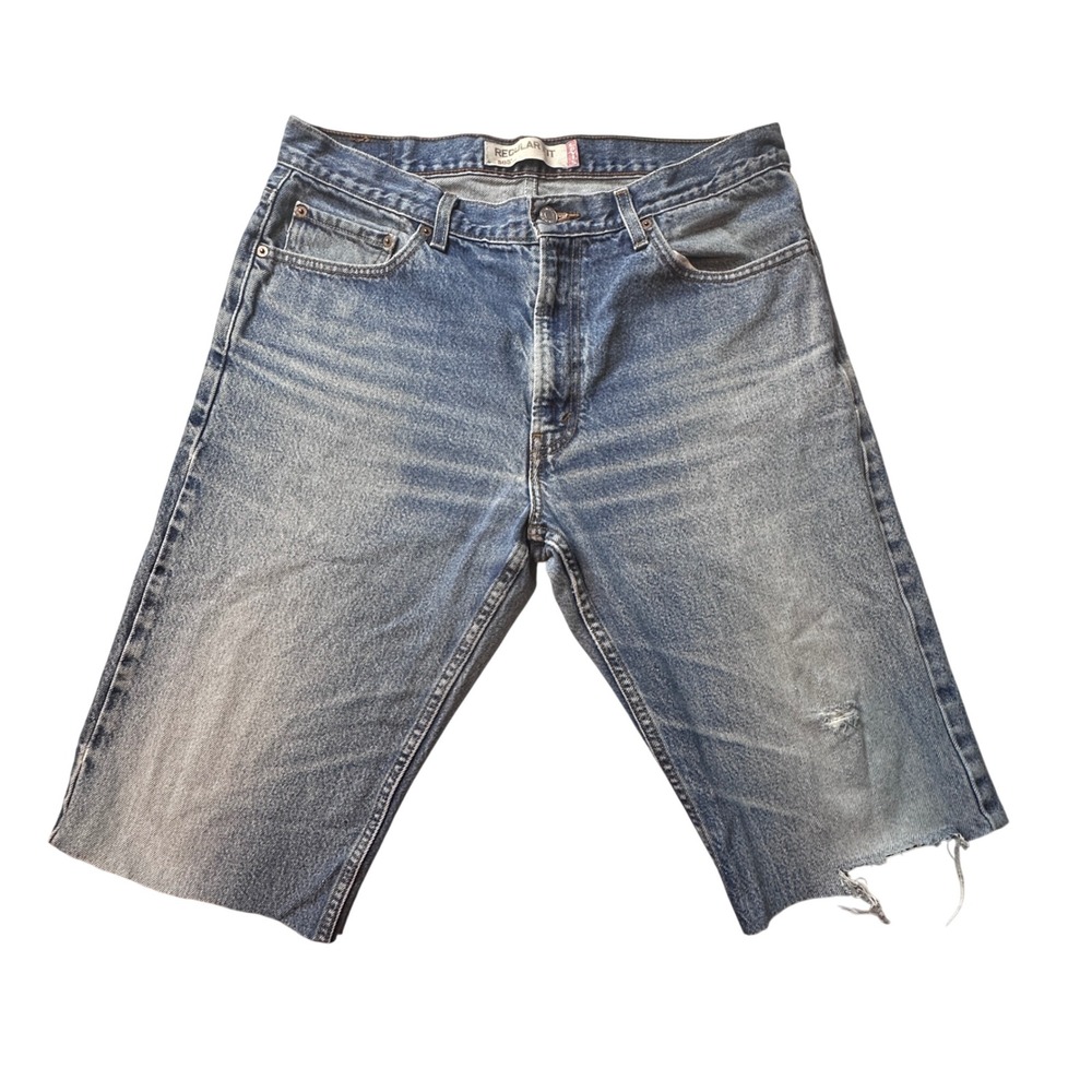 Vintage Levi's 505 Shorts Mens 36 Blue Regular Fit‎ Cut Off Denim Jean Jorts Y2K